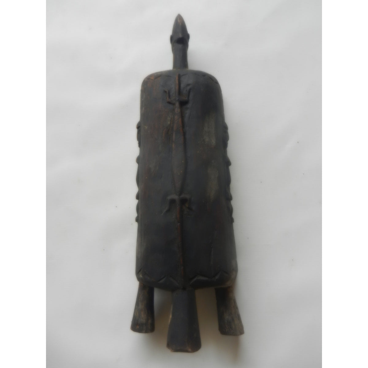 Dogon Carved Wood Treasury Chest – Mali, Hinged Lid With Ancestor Figures