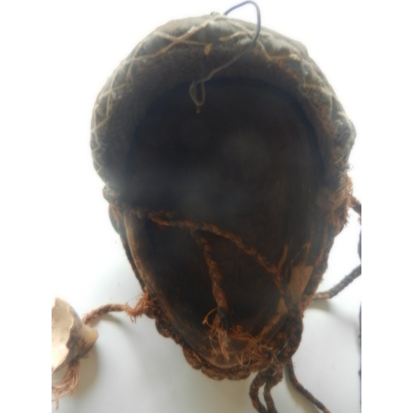 Pende Mbuya-Style Mask – Dr Congo, Carved Wood With Cowrie Shell Trim, 26 X 11 Cm