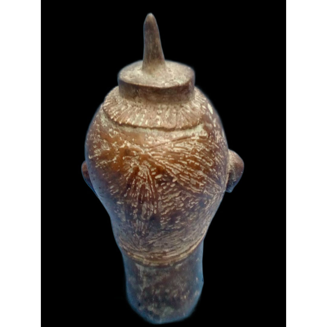 Original Ife Bronze Head – Nigeria, Cast Metal With Incised Facial Striations