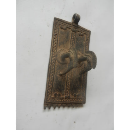Cast Bronze Pectoral Pendant With Ram'S Heads — West Africa Tribal Art
