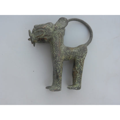 Edo Bronze Lion Figure – Authentic African Tribal Art, Nigeria