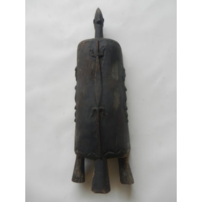 Dogon Carved Wood Treasury Chest – Mali, Hinged Lid With Ancestor Figures