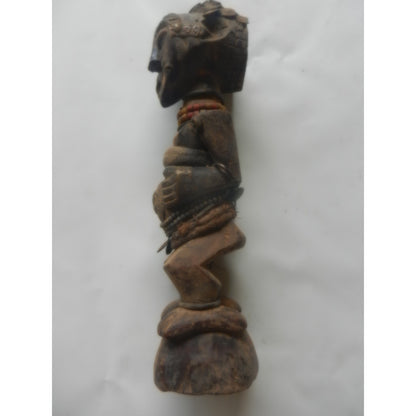 Kongo Ceremonial Nikisi Power Figure– Dr Congo, Carved Wood With Mirror And Beadwork