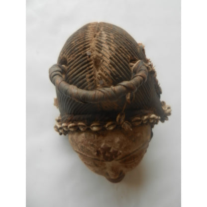 Punu Mukudj White Mask – Gabon, Carved Wood With Kaolin And Cowrie Shells, 28 Cm