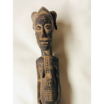 Vintage Baule Horned Female Spirit Figure (Côte d'Ivoire)