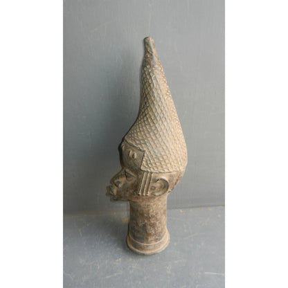 Lobi Dignitary Thil Head Bronze Statue - Authentic African Tribal Art