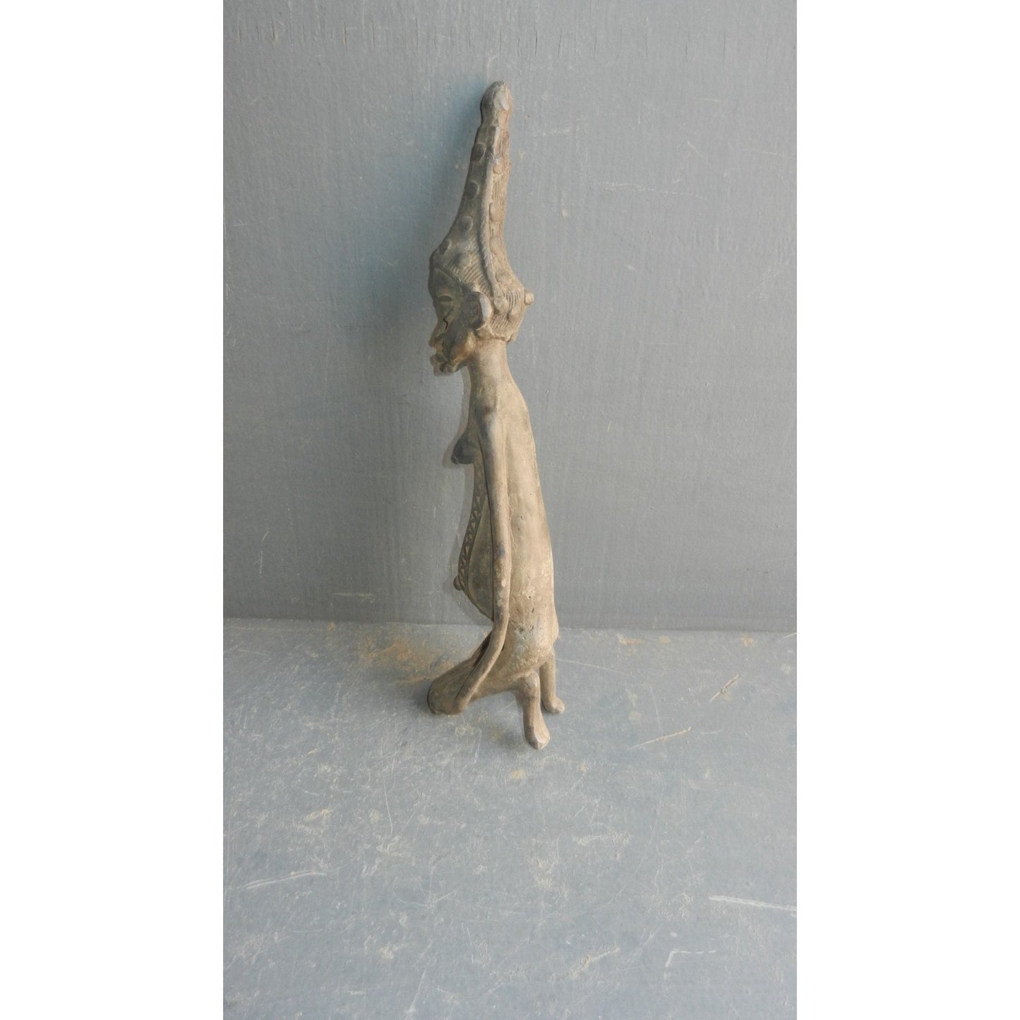 Lobi Female Head Bronze Figure - Authentic African Tribal Art