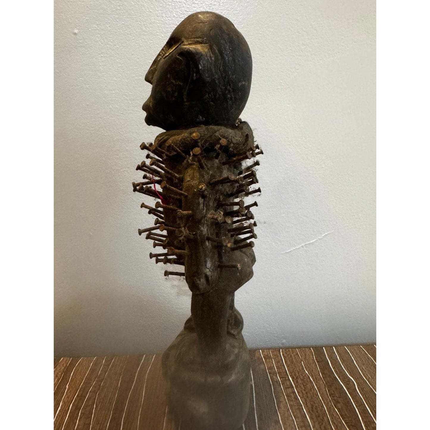 Nkisi Nkondi Nail Figure – Dr Congo Region, Carved Wood With Iron Nails