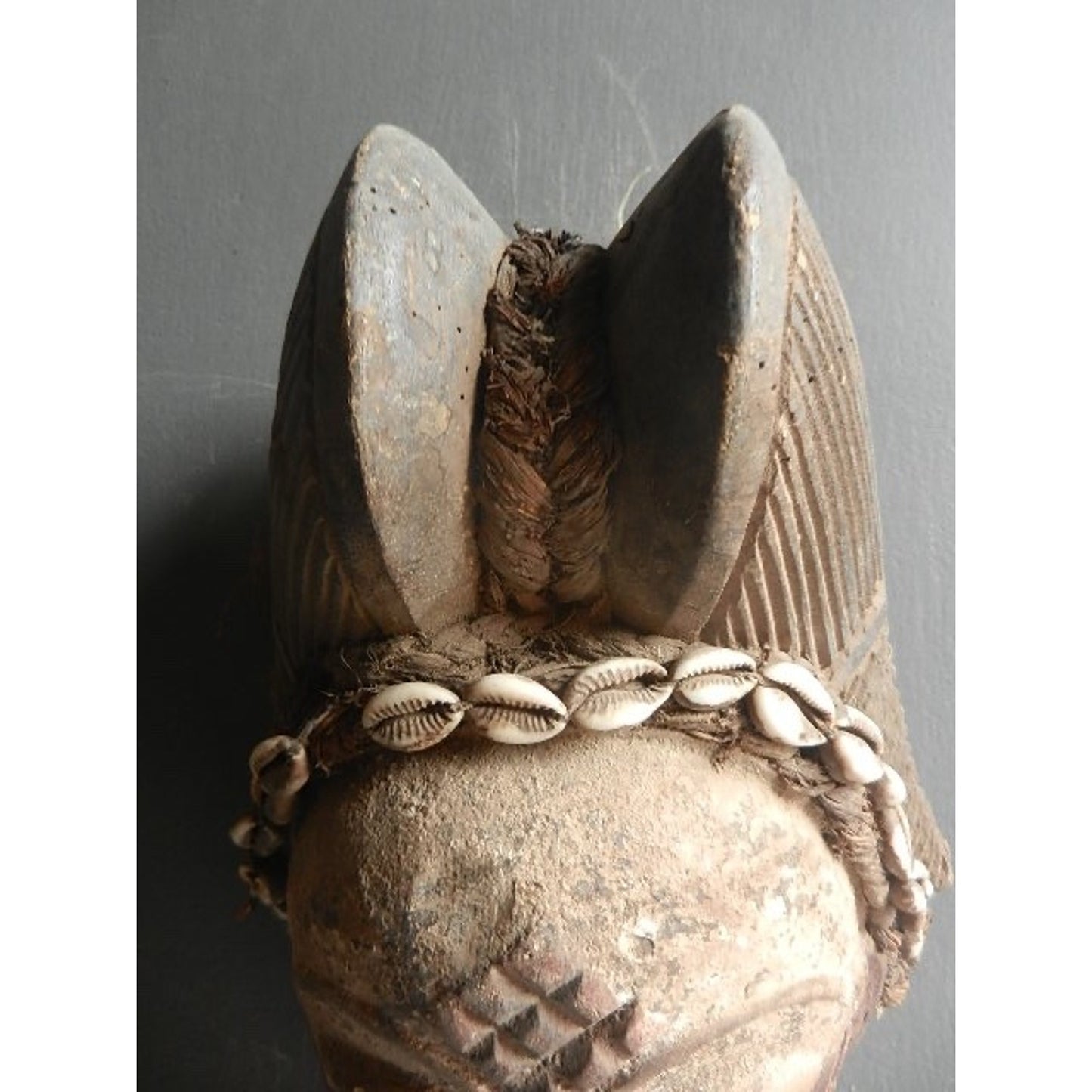African Art Punu Okuyi Mask with Cowrie Shells - Gabon