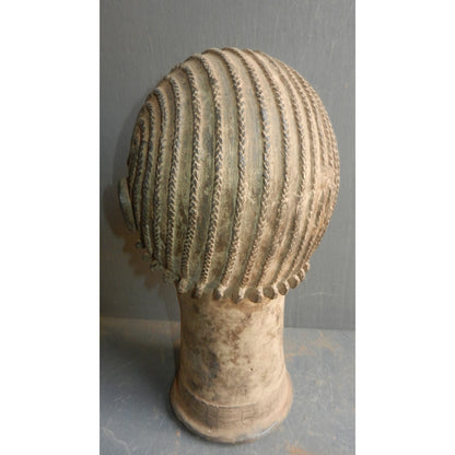 Lobi Female Head Bronze Statue - Authentic African Tribal Art