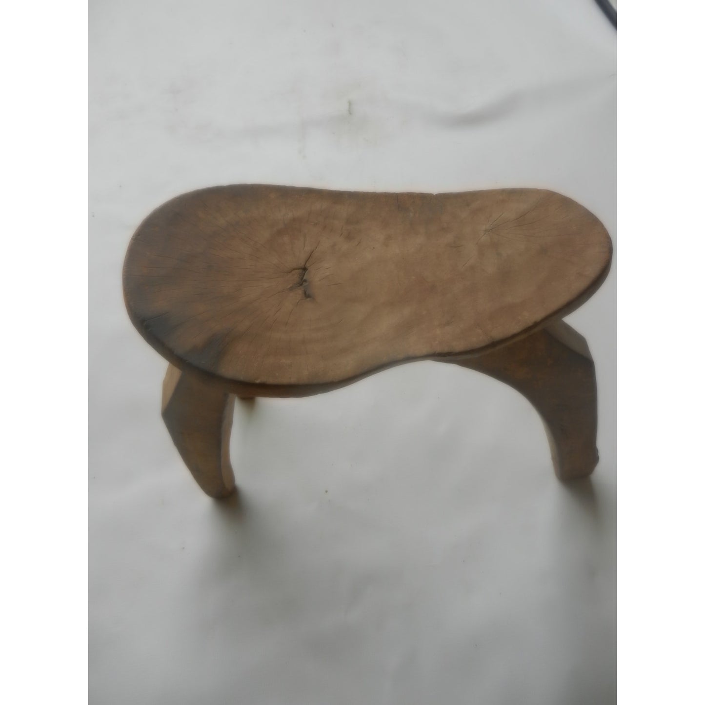 Carved Wood Tripod Stool – West African, Organic Form, 29 Cm