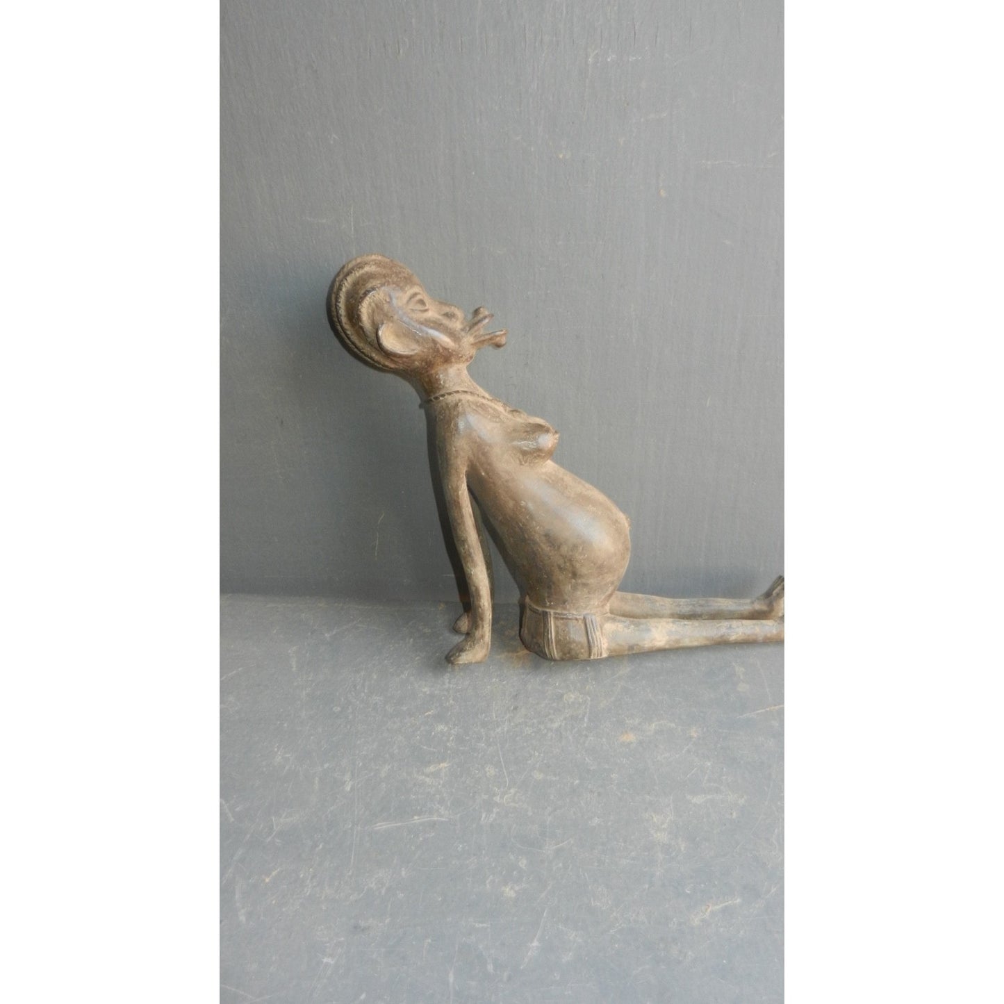 Lobi Maternity Head Bronze Figure - Authentic African Tribal Art