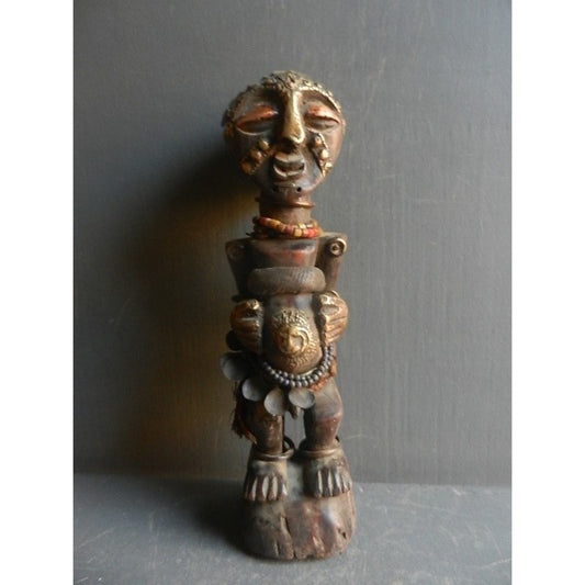 Authentic Songye Mankisi Ceremonial Statue - Hand-Carved Tribal Art from DR Cong