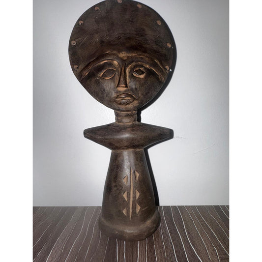 Asante Akua'ba Fertility Doll — Hand-Carved Wood Sculpture, Ghana