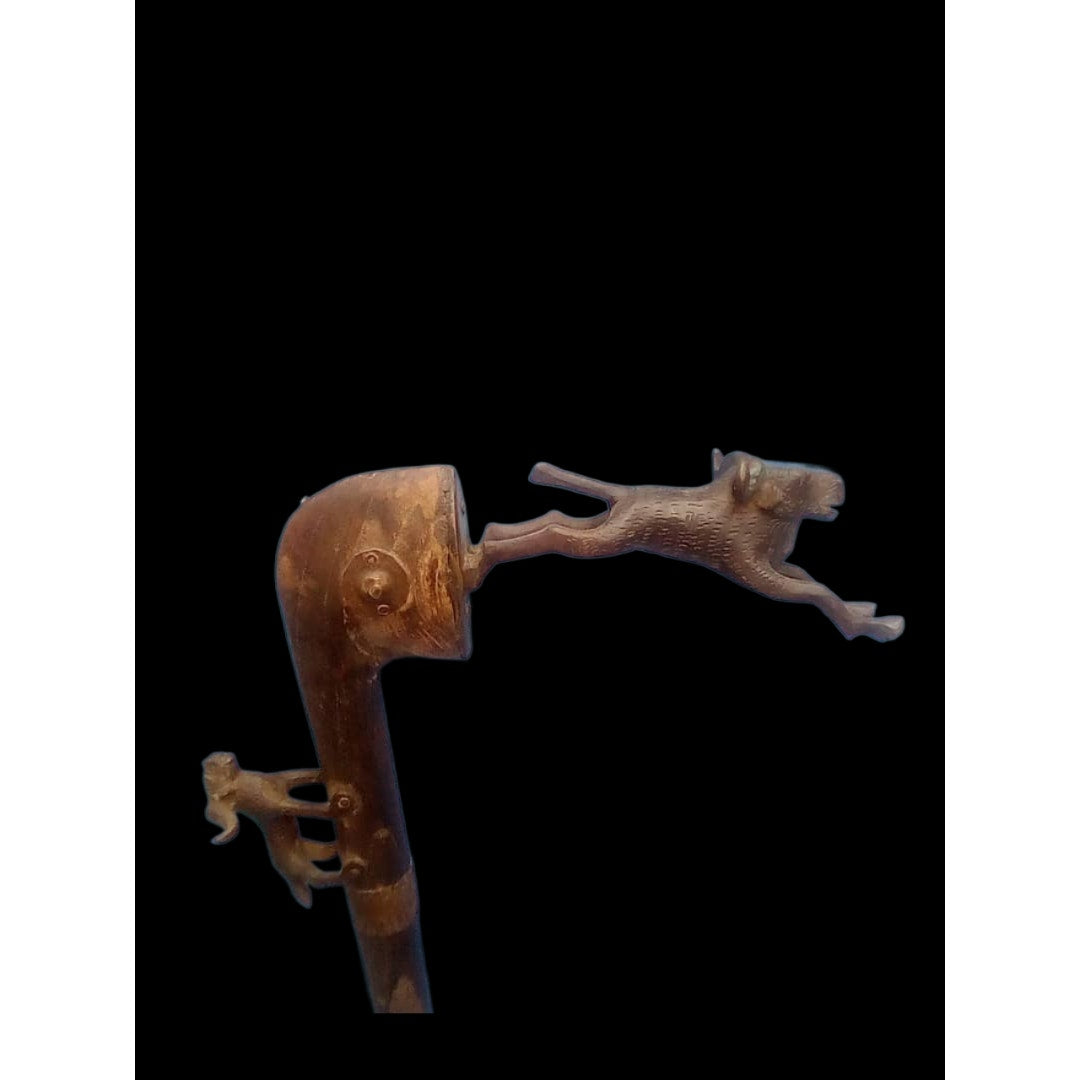 Makpo Ceremonial Scepter – Benin, West Africa, Carved Wood With Ram Finial