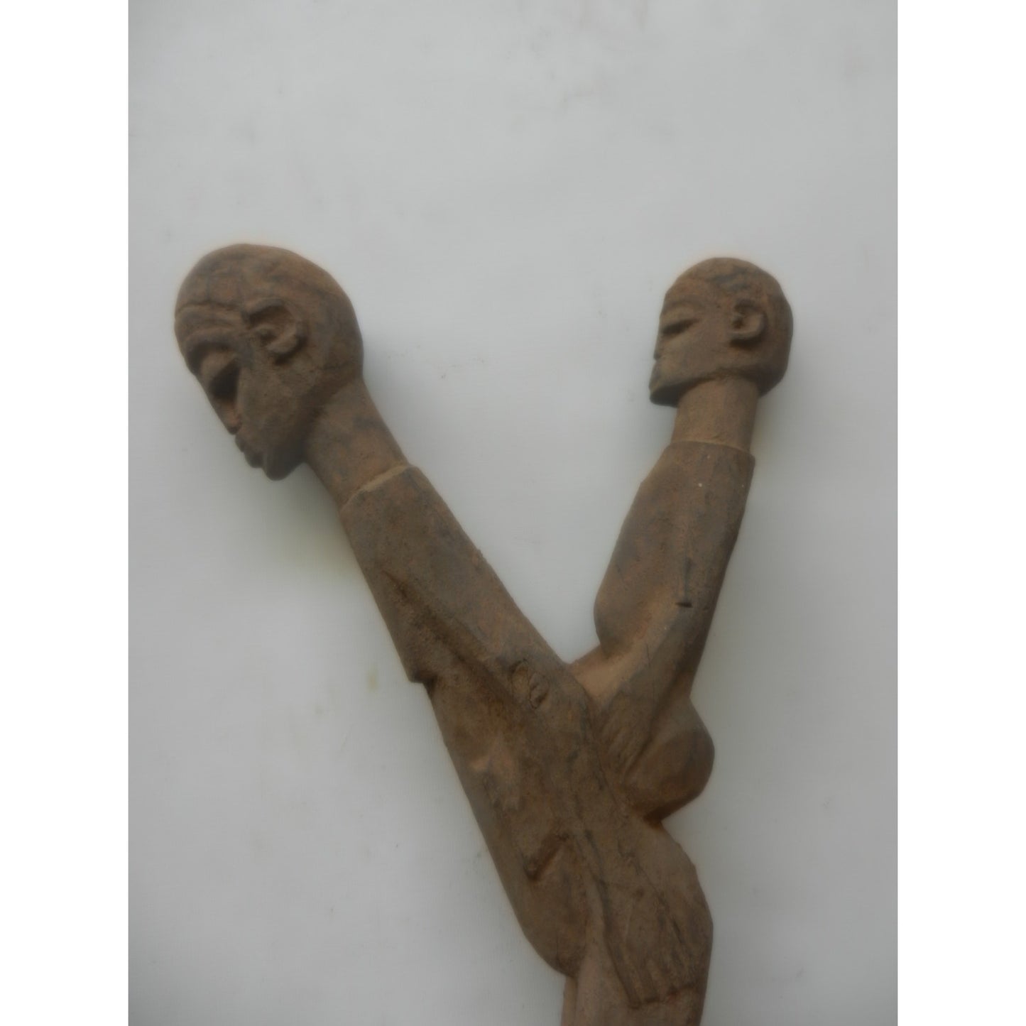 Lobi Forked Ritual Staff with Twin Figures — Burkina Faso