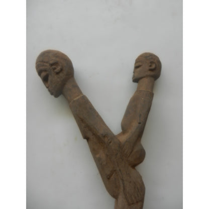 Lobi Forked Ritual Staff with Twin Figures — Burkina Faso