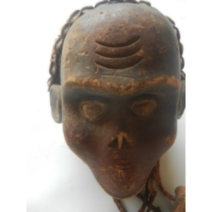 Pende Mbuya-Style Mask – Dr Congo, Carved Wood With Cowrie Shell Trim, 26 X 11 Cm