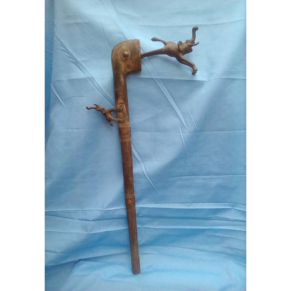 Makpo Ceremonial Scepter – Benin, West Africa, Carved Wood With Elephant Finial