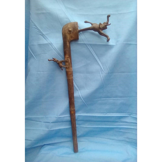 Makpo Ceremonial Scepter – Benin, West Africa, Carved Wood With Elephant Finial