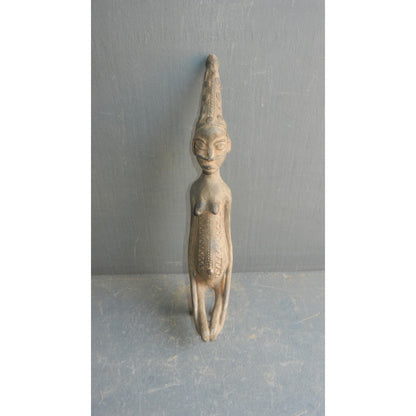 Lobi Female Head Bronze Figure - Authentic African Tribal Art