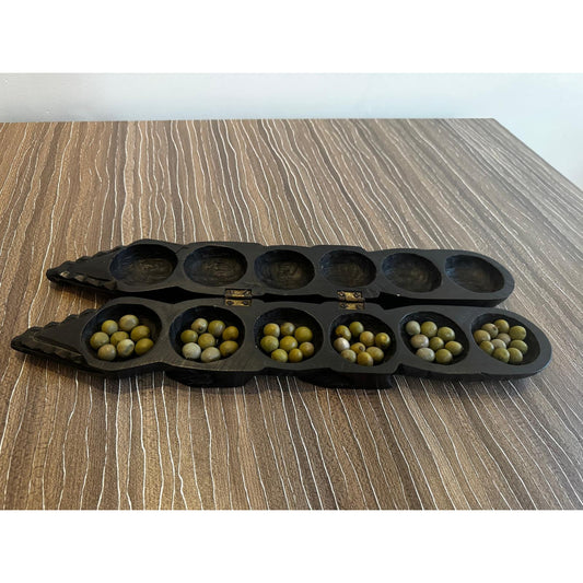 Crocodile-Form Awalé (Mancala) Game Board – Carved Wood