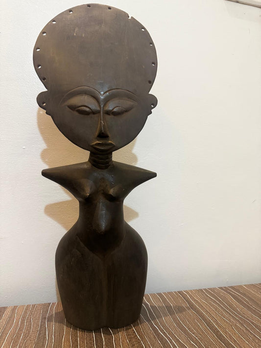 Asante Akuaba Fertility Doll Hand-Carved Wood Figural Sculpture