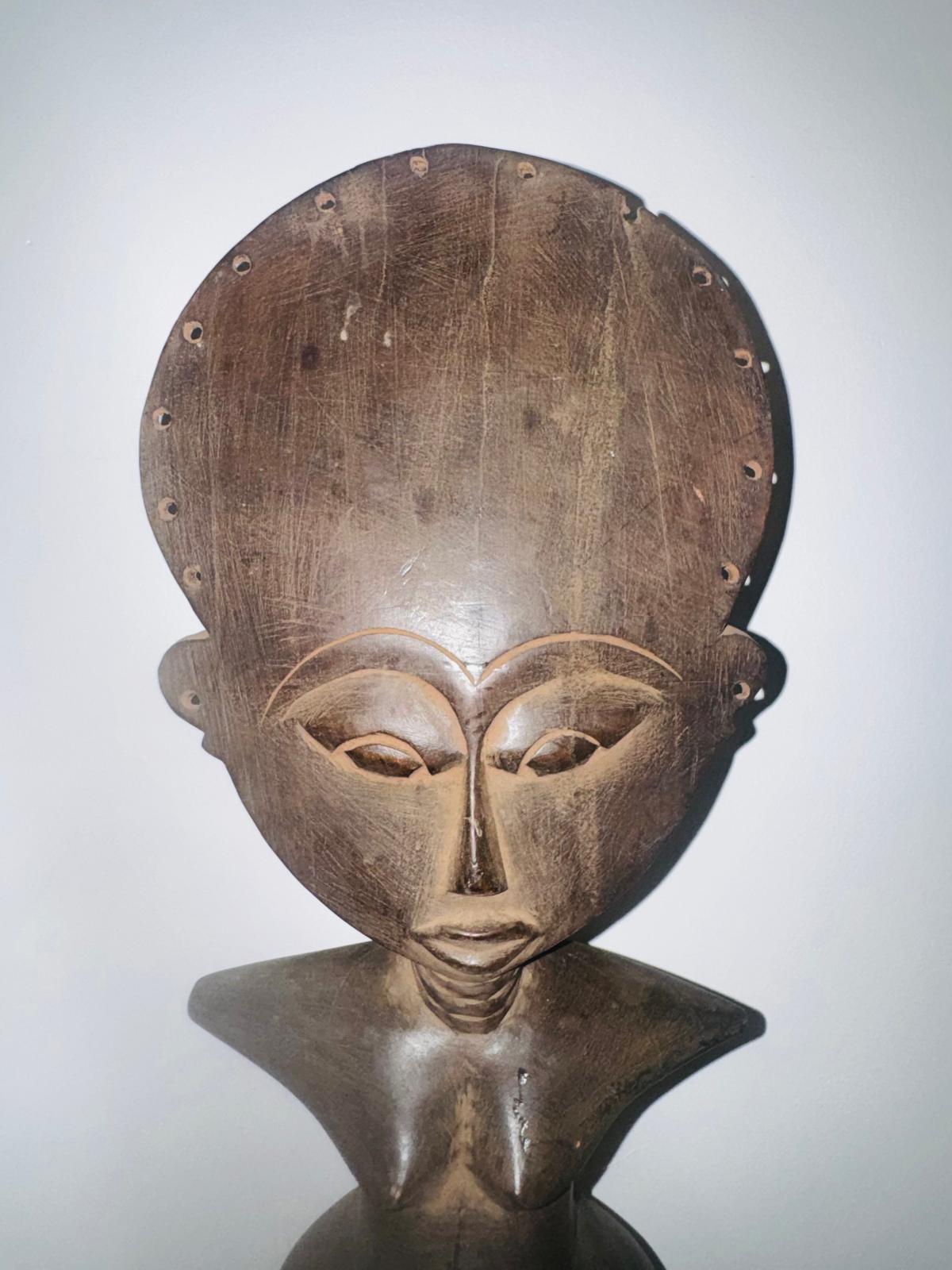Asante Akuaba Fertility Doll Hand-Carved Wood Figural Sculpture