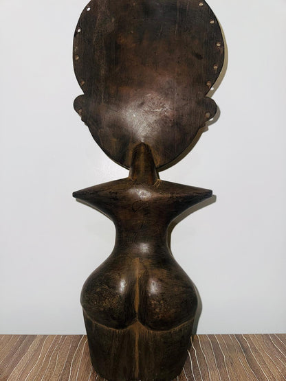 Asante Akuaba Fertility Doll Hand-Carved Wood Figural Sculpture