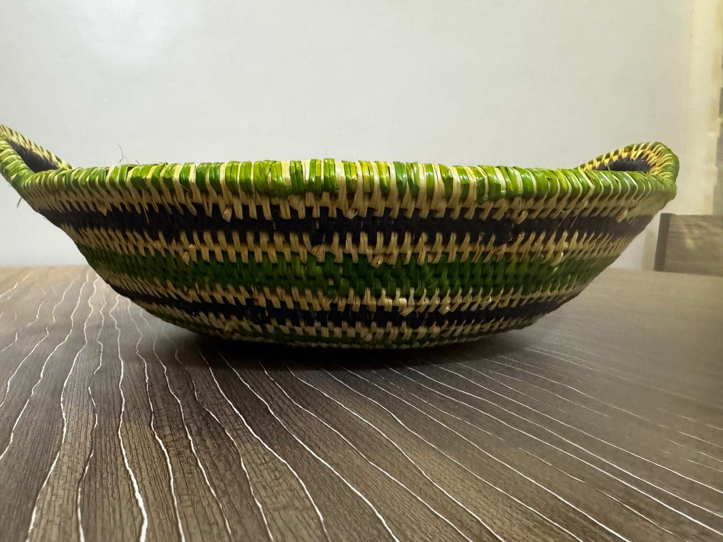 Handwoven Bolga-Style Basket Bowl – Ghana, Natural Fiber, 14 cm Diameter