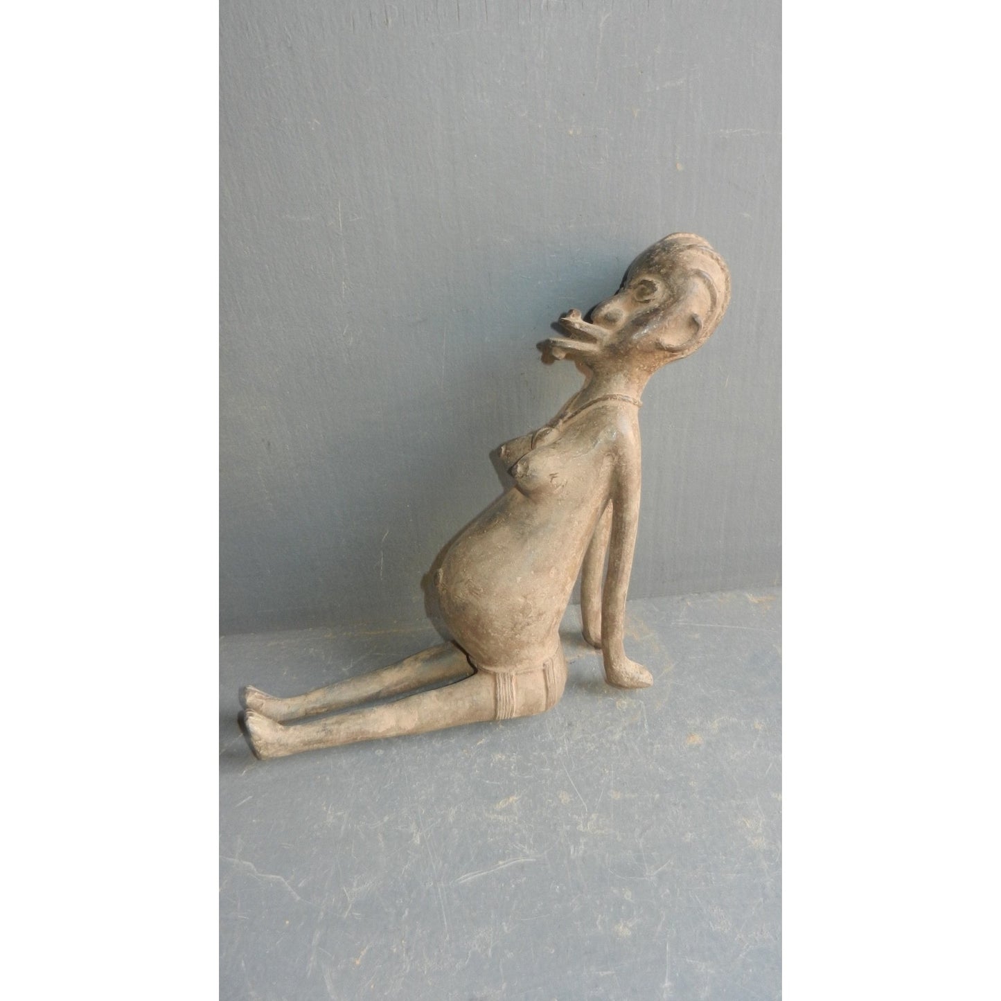 Lobi Maternity Head Bronze Figure - Authentic African Tribal Art