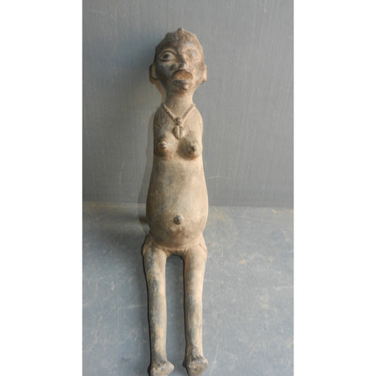 Lobi Maternity Head Bronze Figure - Authentic African Tribal Art