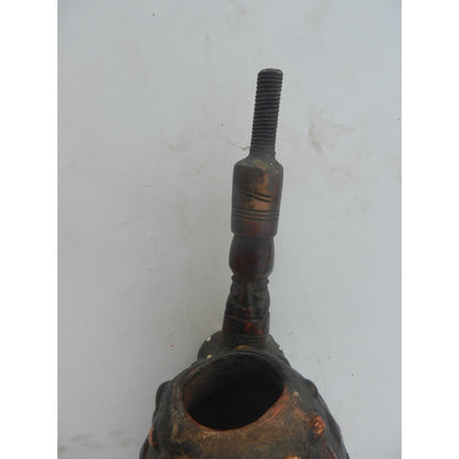 Teke Chief's Pipe - Terracotta, Cowrie Shells & Metal - Gabon African Tribal Art