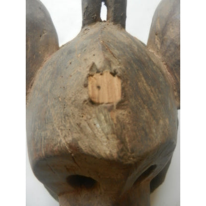 Cameroon Bamun Grassfields Elephant Mask – Carved Wood With Human Figure Finial