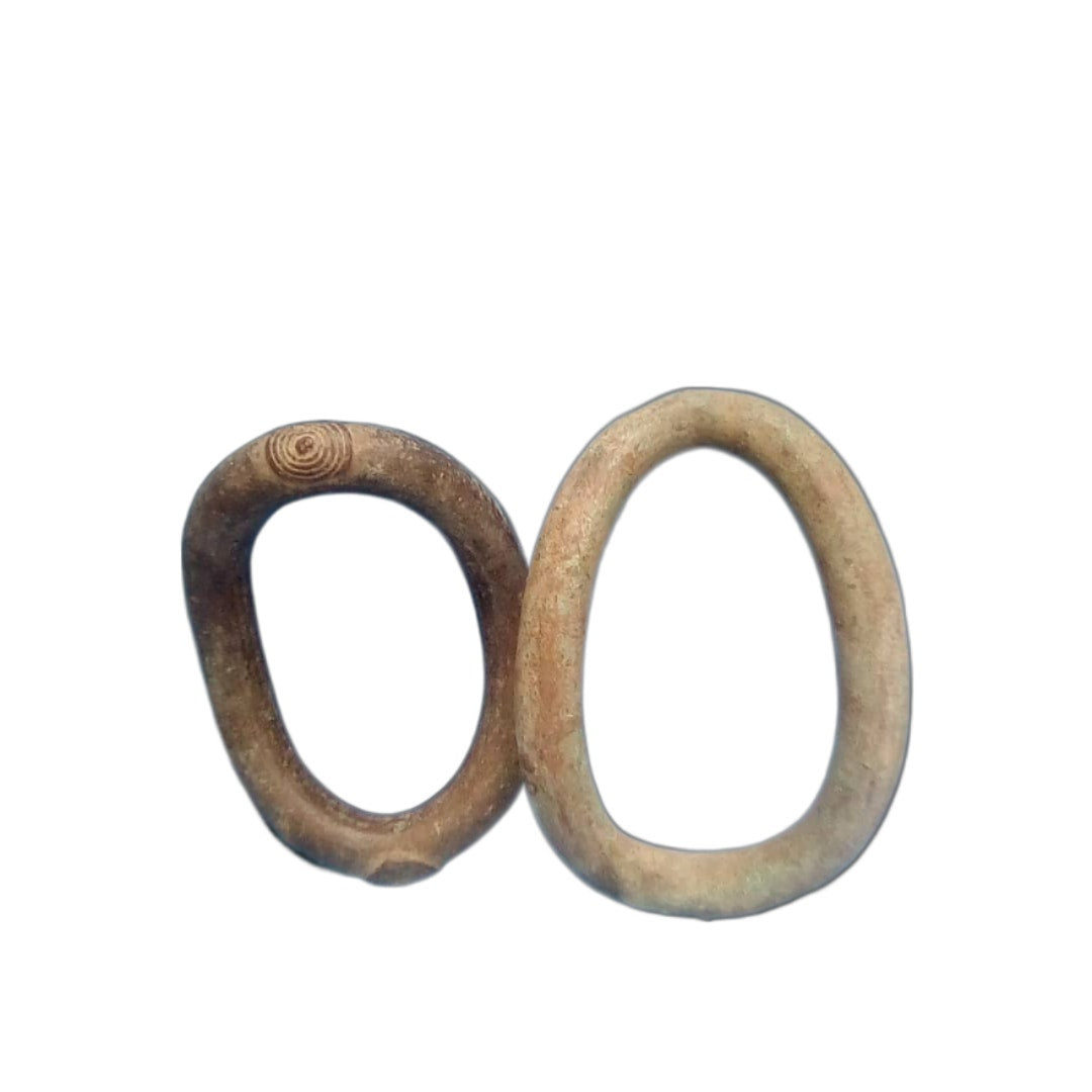 Pair Of Cast Metal Oval Rings – West African, Bronze/Copper Alloy