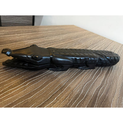 Crocodile-Form Awalé (Mancala) Game Board – Carved Wood