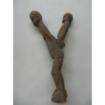 Lobi Forked Ritual Staff with Twin Figures — Burkina Faso