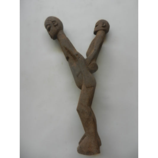 Lobi Forked Ritual Staff With Twin Figures — Burkina Faso
