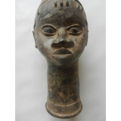 Ife/Benin-Style Commemorative Bronze Head – Nigeria, Cast Metal