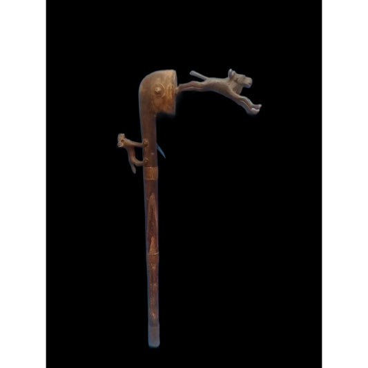 Makpo Ceremonial Scepter – Benin, West Africa, Carved Wood With Ram Finial