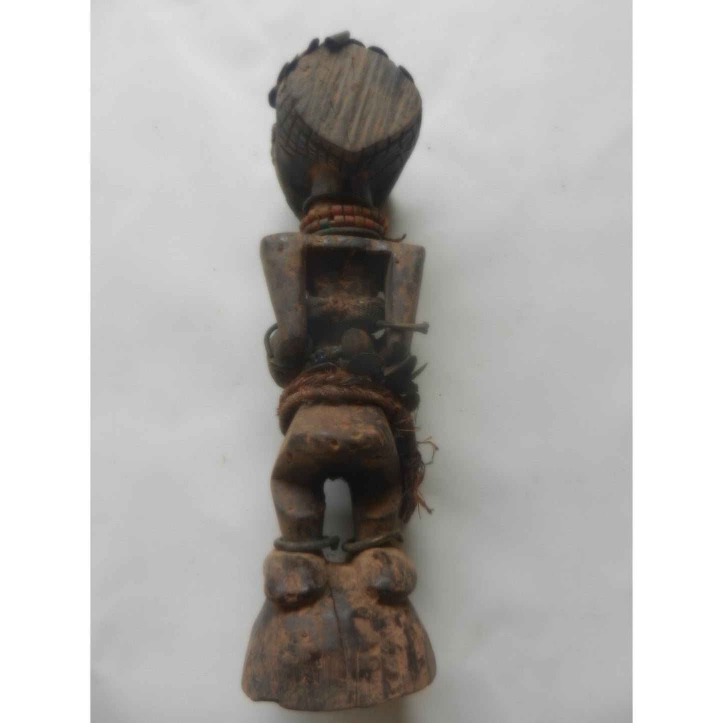 Kongo Ceremonial Nikisi Power Figure– Dr Congo, Carved Wood With Mirror And Beadwork