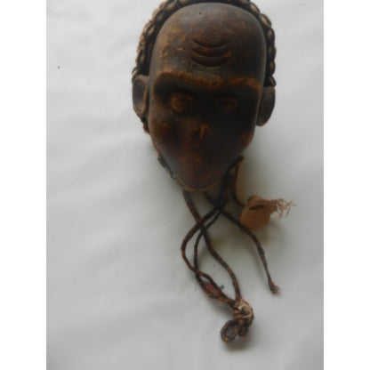 Pende Mbuya-Style Mask – Dr Congo, Carved Wood With Cowrie Shell Trim, 26 X 11 Cm