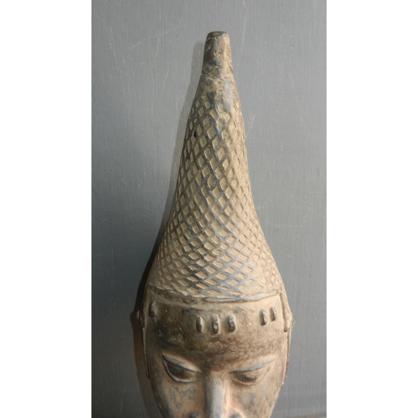 Lobi Dignitary Thil Head Bronze Statue - Authentic African Tribal Art