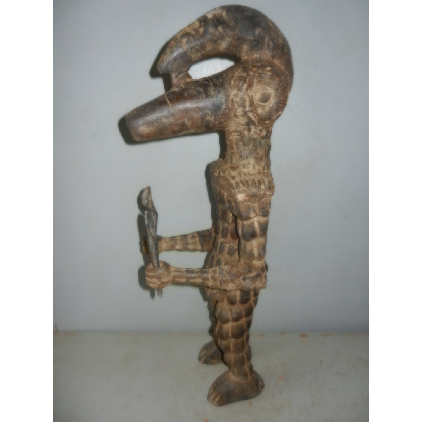 Bamana Zoomorphic Standing Figure with Clubs - Mali African tribal art