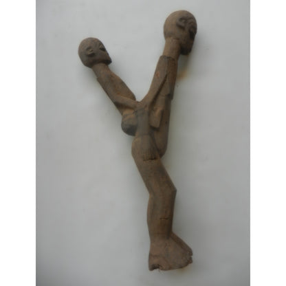 Lobi Forked Ritual Staff with Twin Figures — Burkina Faso