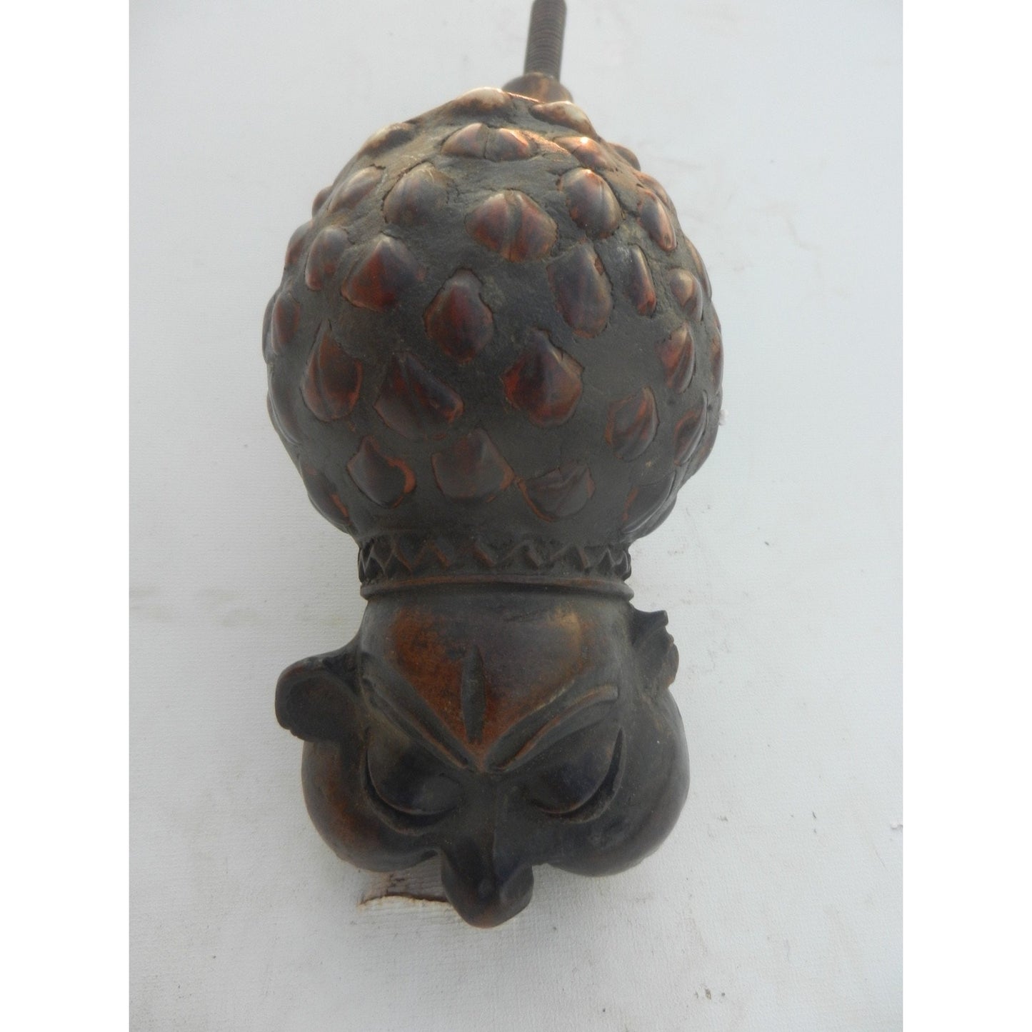 Teke Chief's Pipe - Terracotta, Cowrie Shells & Metal - Gabon African Tribal Art