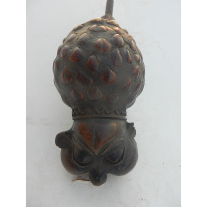 Teke Chief's Pipe - Terracotta, Cowrie Shells & Metal - Gabon African Tribal Art