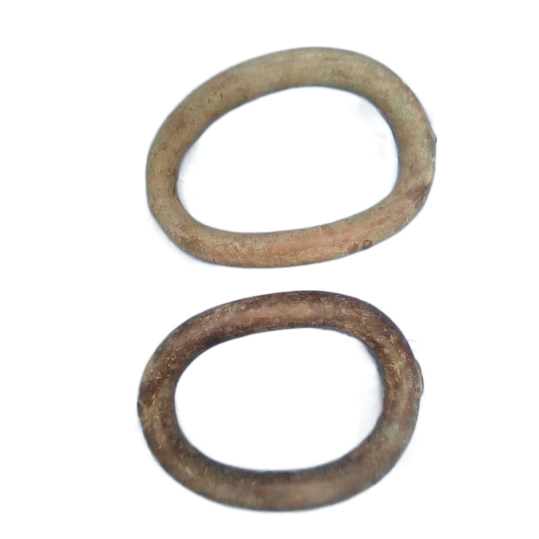 Pair Of Cast Metal Oval Rings – West African, Bronze/Copper Alloy