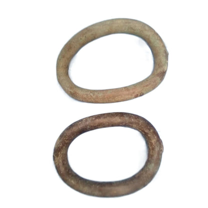 Pair Of Cast Metal Oval Rings – West African, Bronze/Copper Alloy